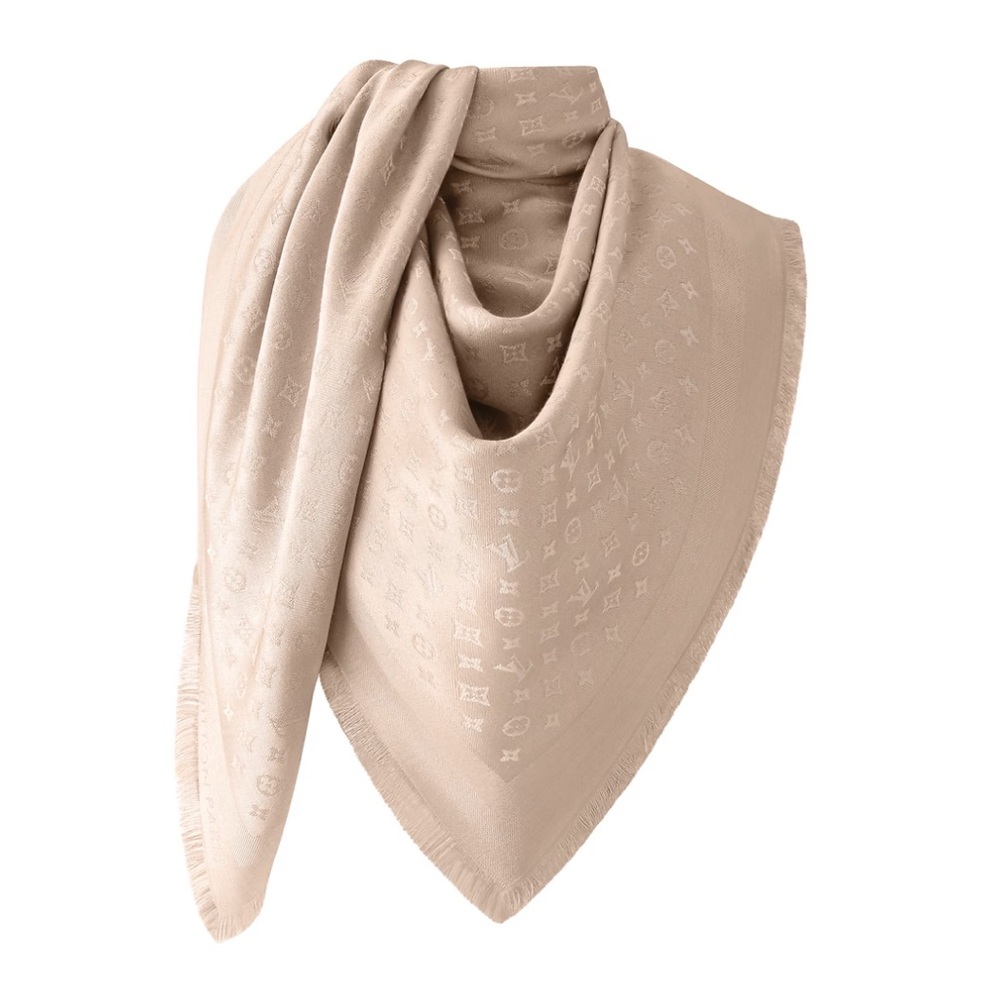 Louis Vuitton Elegant Beige/blush color Patterned Scarf